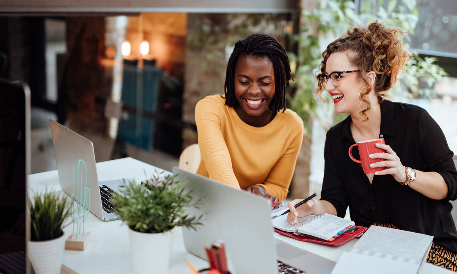 Two female coworkers in office.